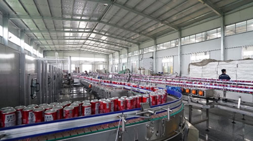 Automated canning line at 36,000 cans per hour
